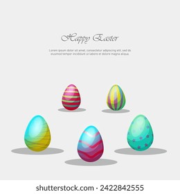 Happy easter background template with colorfull easter egg