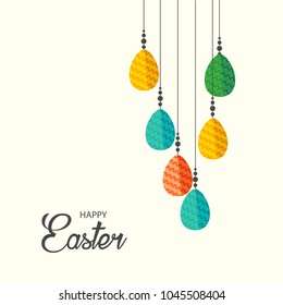 Happy Easter background template with eggs. Happy Easter big sale banner lettering with Colorful Eggs. Vector illustration