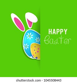 Happy Easter background template with eggs. Happy Easter big sale banner lettering with Colorful Eggs. Vector illustration