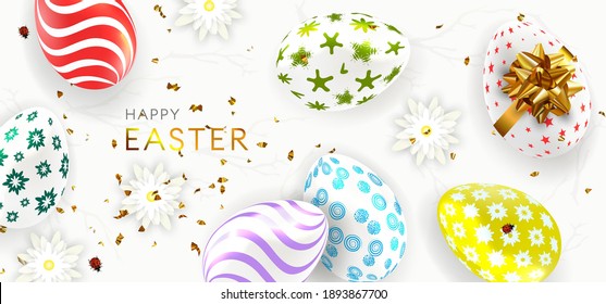 Happy Easter  background. Template for greeting card, banner, ad, sales, poster.