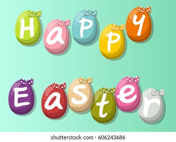 Happy Easter background vector with colorful eggs