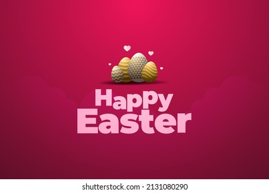 Happy easter background vector design, minimalist 3D concept illustration of easter egg for wallpaper or giving card