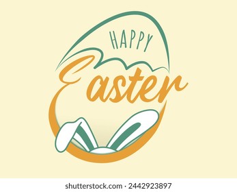 Happy Easter background. Vector Design typography happy Easter with egg and bunny ears for Easter Holiday. Vector illustration 