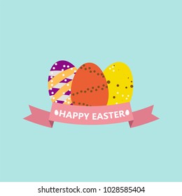 Happy Easter Background. Vector illustration. Three eggs