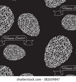 Happy Easter background for your design. Creative vector illustration with ornamental eggs. Seamless pattern.