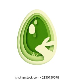 Happy Easter background.Paper art of easter eggs and rabbit with egg shape.Vector illustration.