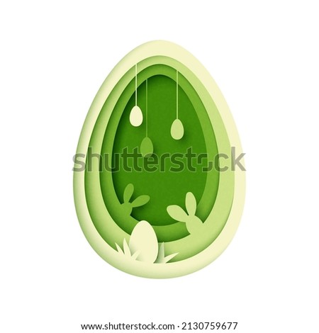 Happy Easter background.Paper art of easter eggs and rabbit with egg shape.Vector illustration.