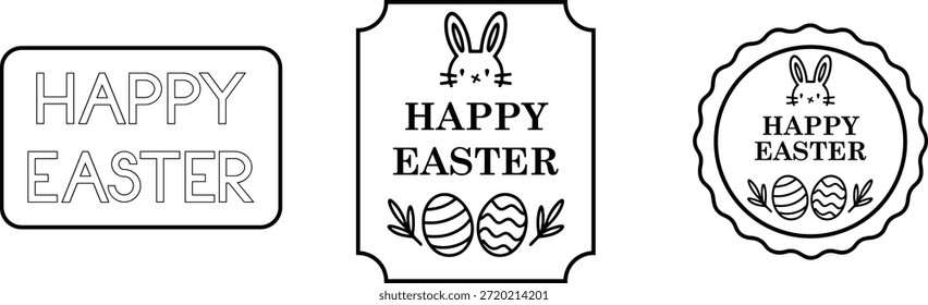 Insignia de Pascua feliz con conejito y huevos diseño mínimo