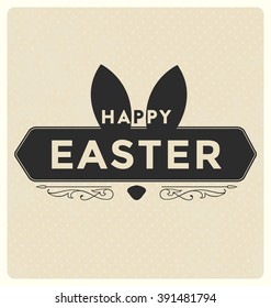 Happy Easter Badge - Vintage Style Typographic Vector Design on Light Background