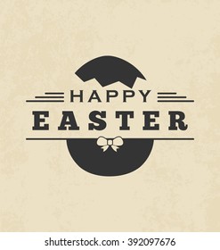 Happy Easter Badge - Vintage Style Typographic Vector Design on Light Background