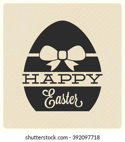 Happy Easter Badge - Vintage Style Typographic Vector Design on Light Background