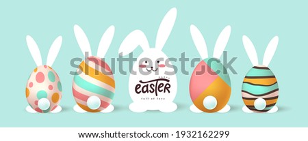 Happy easter banner background. Easter bunny and egg