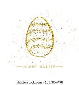 Happy Easter banner background template with beautiful golden egg. Vector illustration.