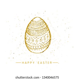 Happy Easter banner background template with beautiful golden egg. Vector illustration.