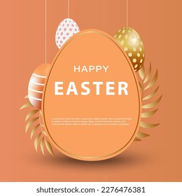 Happy Easter banner. Beautiful colorful eggs. Editable post template for banner sale, presentation, invitation, streaming.