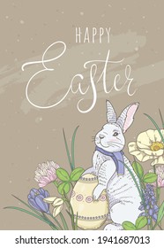 Frohe Ostern! Banner mit Gängen und Frühlingsblumen
