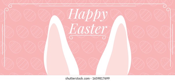 Happy Easter Banner with Bunny. Easter background. Easy to change color. Stock vector illustration. 