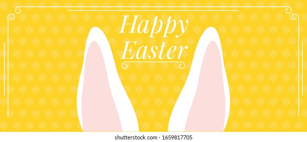 Happy Easter Banner with Bunny. Easter background. Easy to change color. Stock vector illustration. 