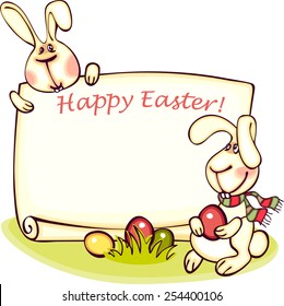 happy Easter banner. Easter  bunny and eggs. vector background