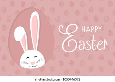 Happy Easter - banner with bunny and greetings. Vector.