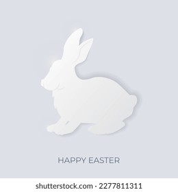 Alegre banner de Pascua con conejito de estilo minimalista.