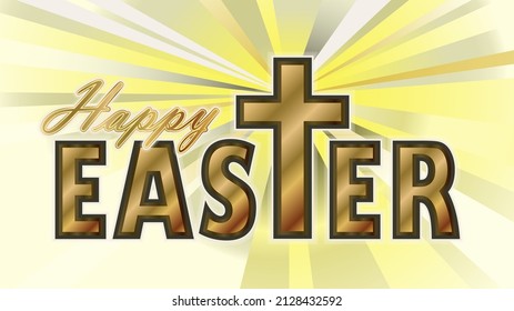 Happy Easter banner with christian cross, vector illustration	
