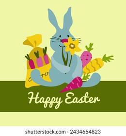 Pancarta de Feliz Pascua. Diseño colorido para el póster, tarjeta de felicitación, cabecera para website.Ilustración vectorial