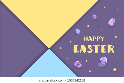 Happy Easter banner with colorful eggs. Element for graphic design - banner, poster, flyer, brochure, card. Vector illustration.