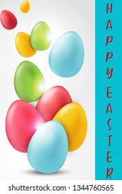 Happy Easter banner with colorful eggs