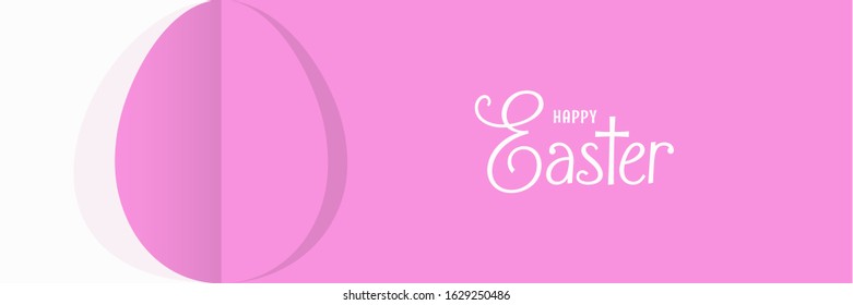 Happy Easter banner. Cut paper easter egg vector background