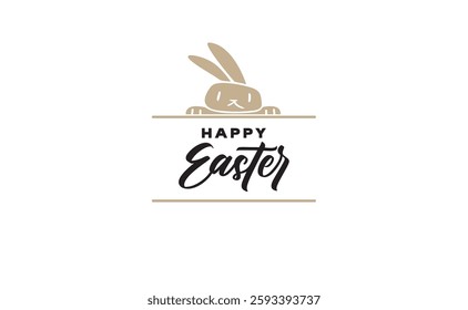 happy easter banner with cute bunny illustration