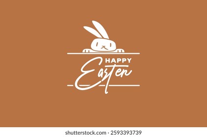 happy easter banner with cute bunny illustration
