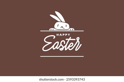 happy easter banner with cute bunny illustration