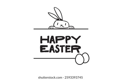 happy easter banner with cute bunny illustration