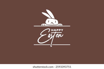 happy easter banner with cute bunny illustration