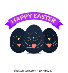 Happy Easter banner design with egg-shaped animals