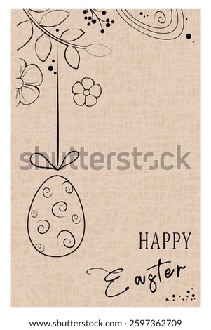 Happy Easter. Banner with Easter design for greeting card on beige background. Vector illustration.	