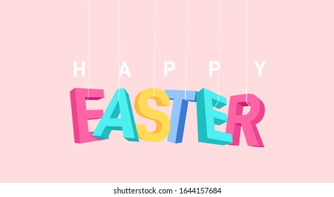 Diseño de banners Happy Easter en tonos pastel. Feliz mensaje de Pascua. Ilustración vectorial.