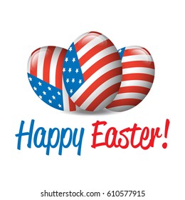 Happy Easter banner with egg and USA flag