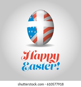 Happy Easter banner with egg and USA flag