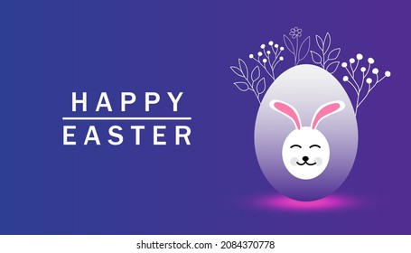 Happy Easter banner. Eggs and bunny ears. Modern minimal style. Vector illustration