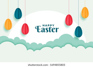 happy easter banner with eggs decoration design