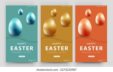 Cartel de Feliz Pascua. Huevos de Pascua. Plantilla de publicación editable para venta de banners, presentación, invitación, historias, streaming.