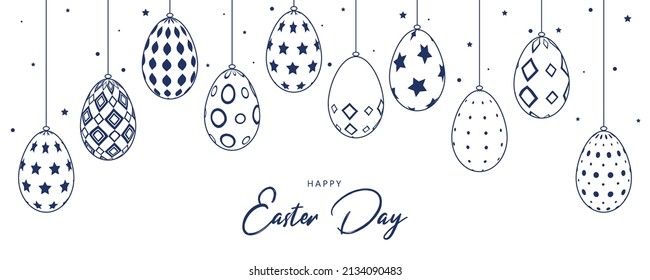 Happy easter banner in flat design