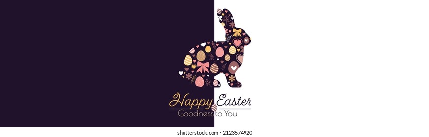 Happy Easter banner. Flat vector illustration.