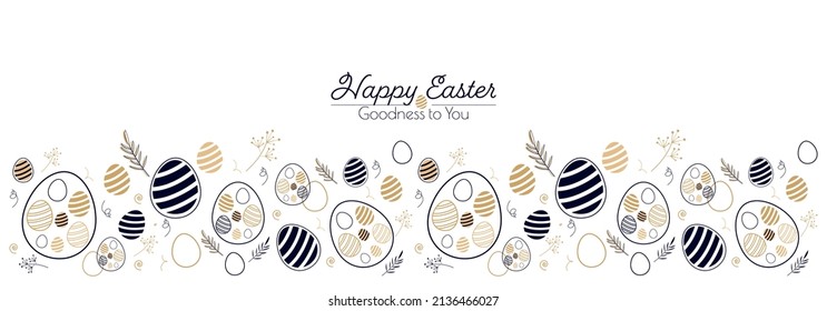 Happy Easter banner. Flat vector illustration.