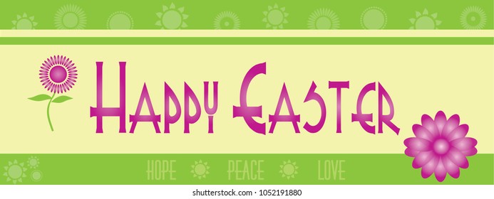 Happy Easter Banner with Flowers