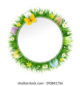 Happy Easter Banner With Gradient Mesh, Vector Illustration