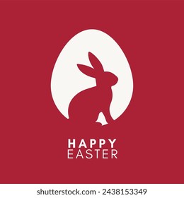 Happy Easter banner, greeting card, poster, holiday cover, social media post. Vector square background with , Bunny inside egg.