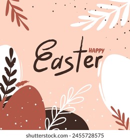Happy Easter banner. Greeting card, poster, holiday cover. Trendy Easter design eggs and bunny in pastel colors. Modern minimal style. Vector illustration EPS10